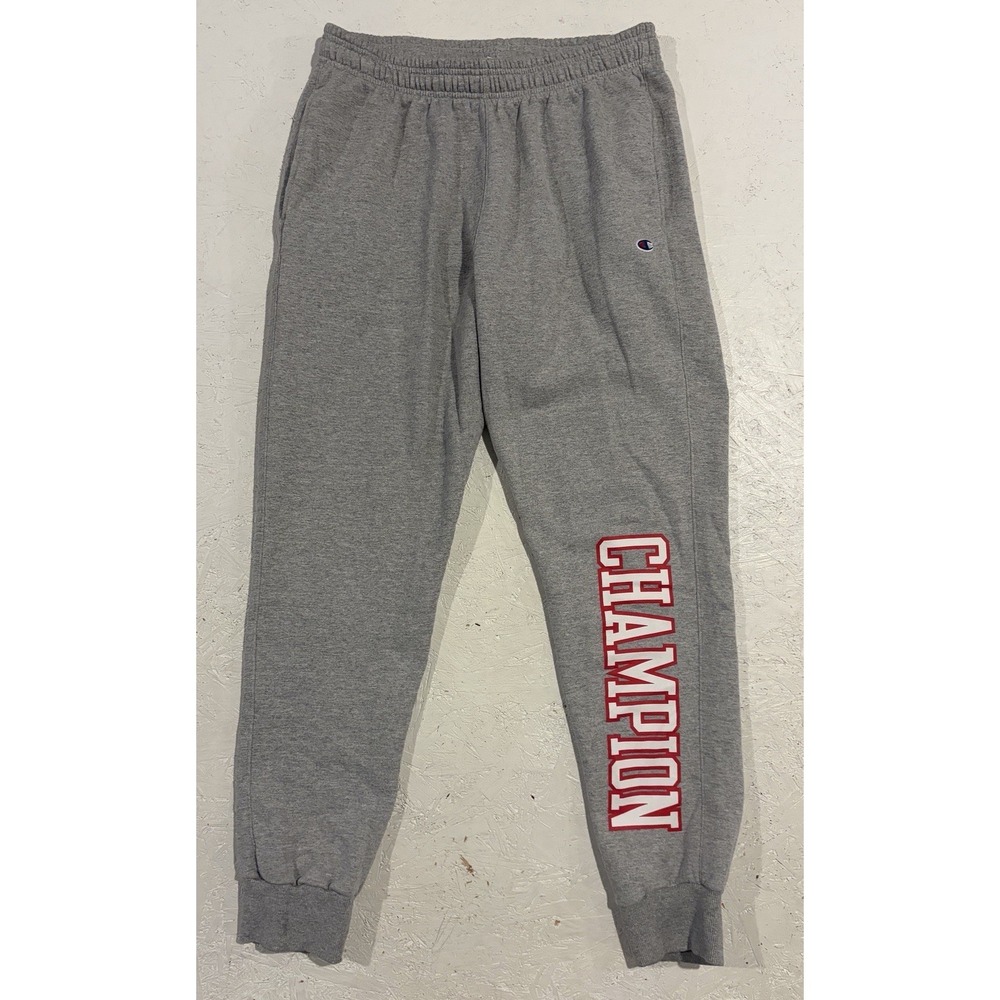 Champion Sweatpants‎ Joggers Cuffed Mens Large Spellout Gray Pants Comfort